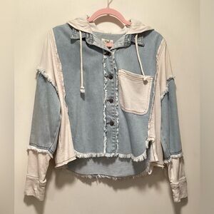 Easel Two-Tone Denim and White Hoodie